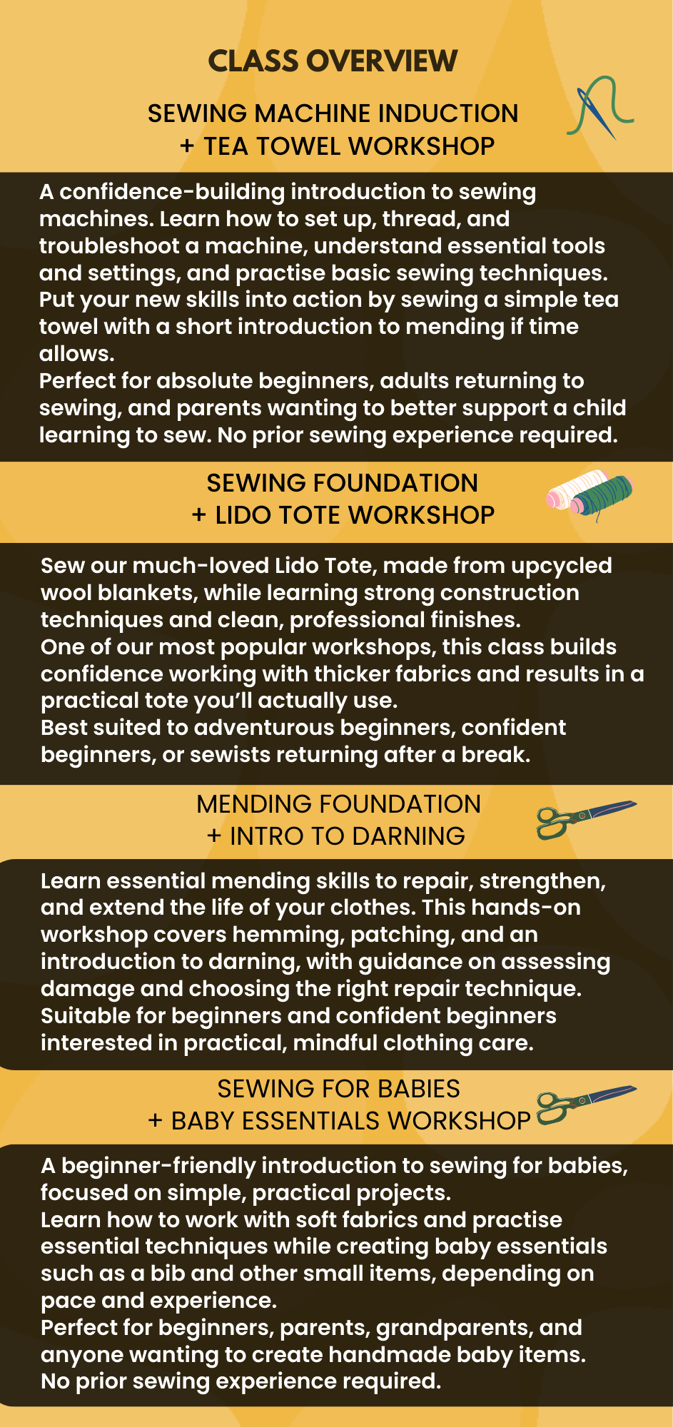 Sewing Workshops for adults