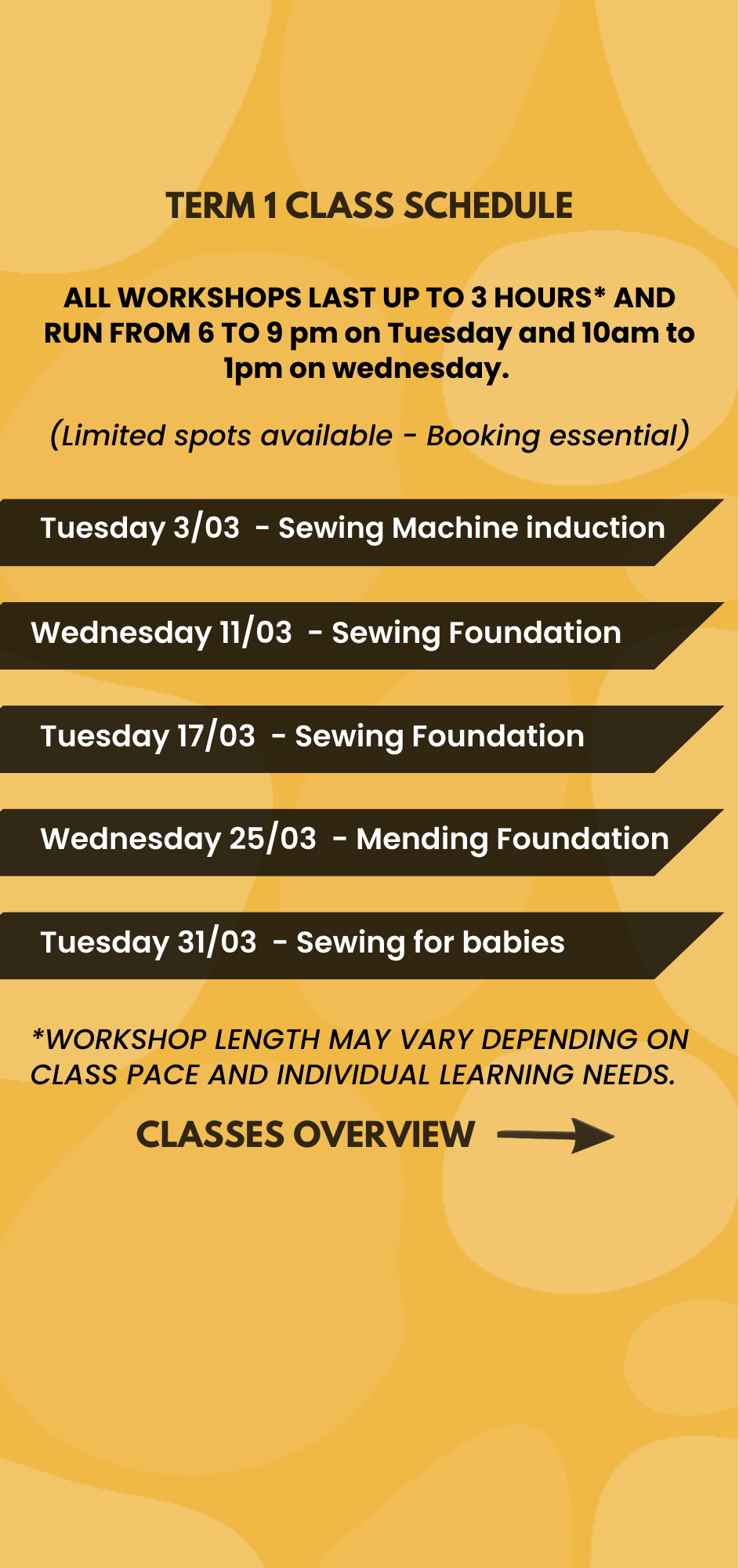 Sewing Workshops for adults