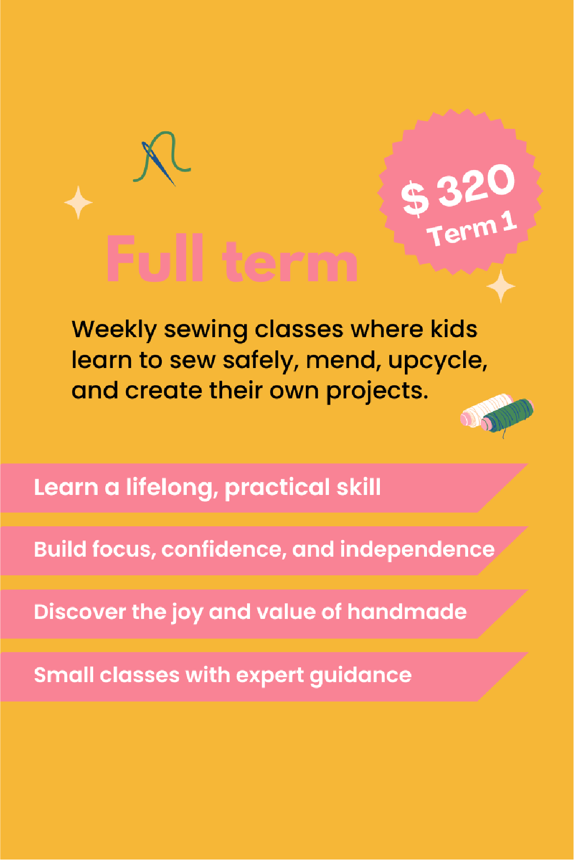 Full term weekly sewing machine classes